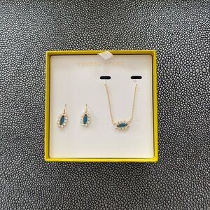 Kendra Scott Gold and Blue Necklace and Earrings Set no offers